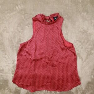 Maeve Anthropolgie Pink Satin Printed Tie Back Sleeveless Blouse size‎ Large